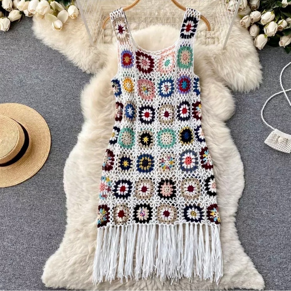 Colorful Crochet Midi Dress